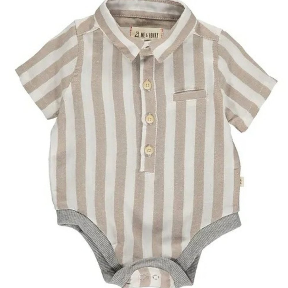 Me & Henry brown and white striped onesie